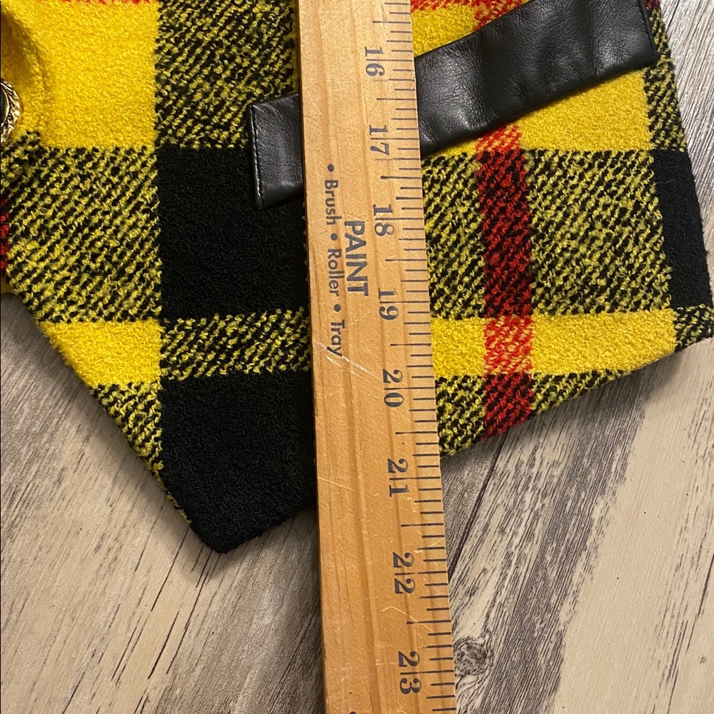 Vintage Suzelle Clueless Crop Yellow Plaid Tartan Wool Jacket Size 6 - Picture 7 of 10
